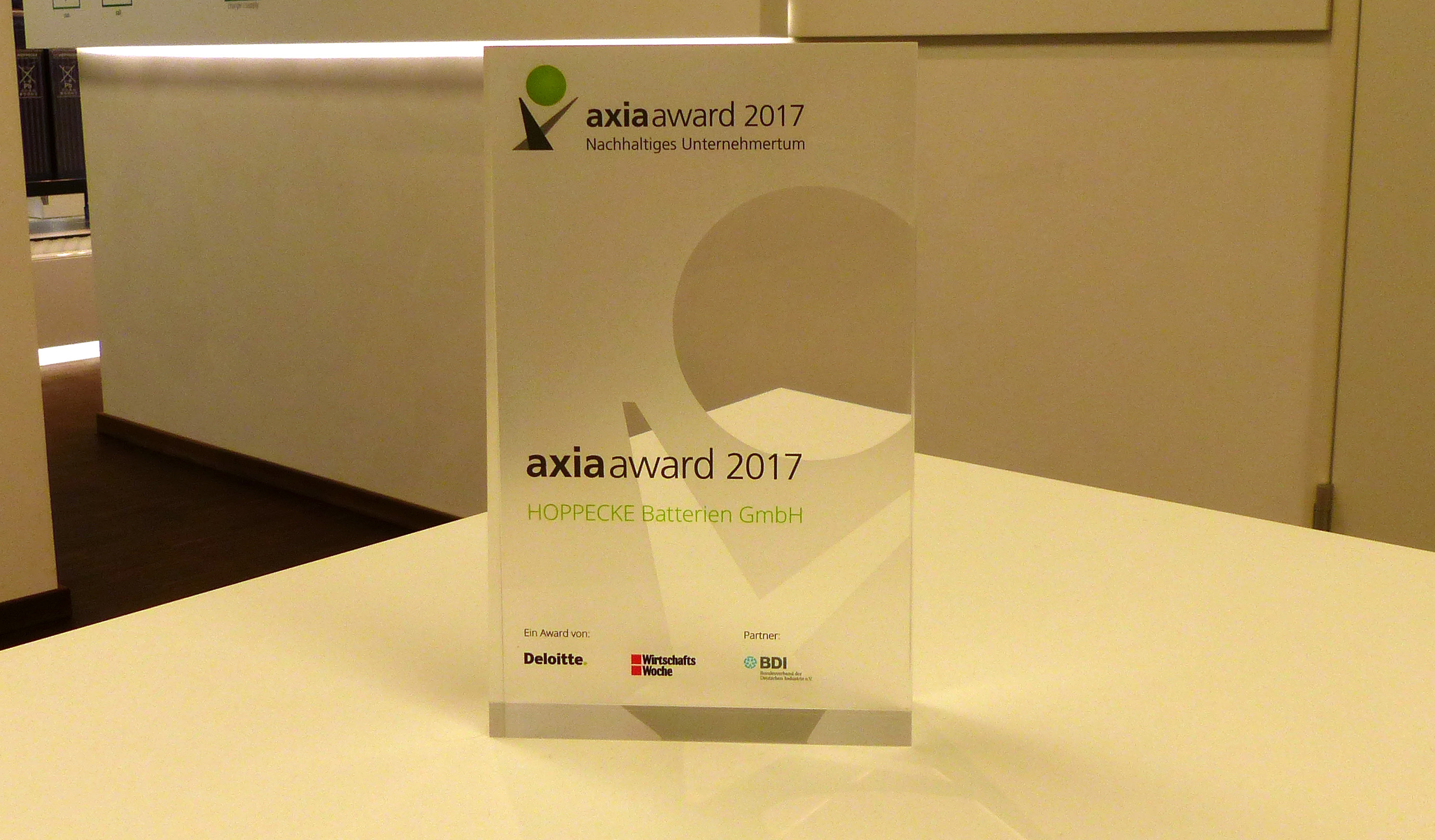 AXIA Award 2017: HOPPPECKE zählt zu den 31 Finalisten - Montag, 11.12.2017